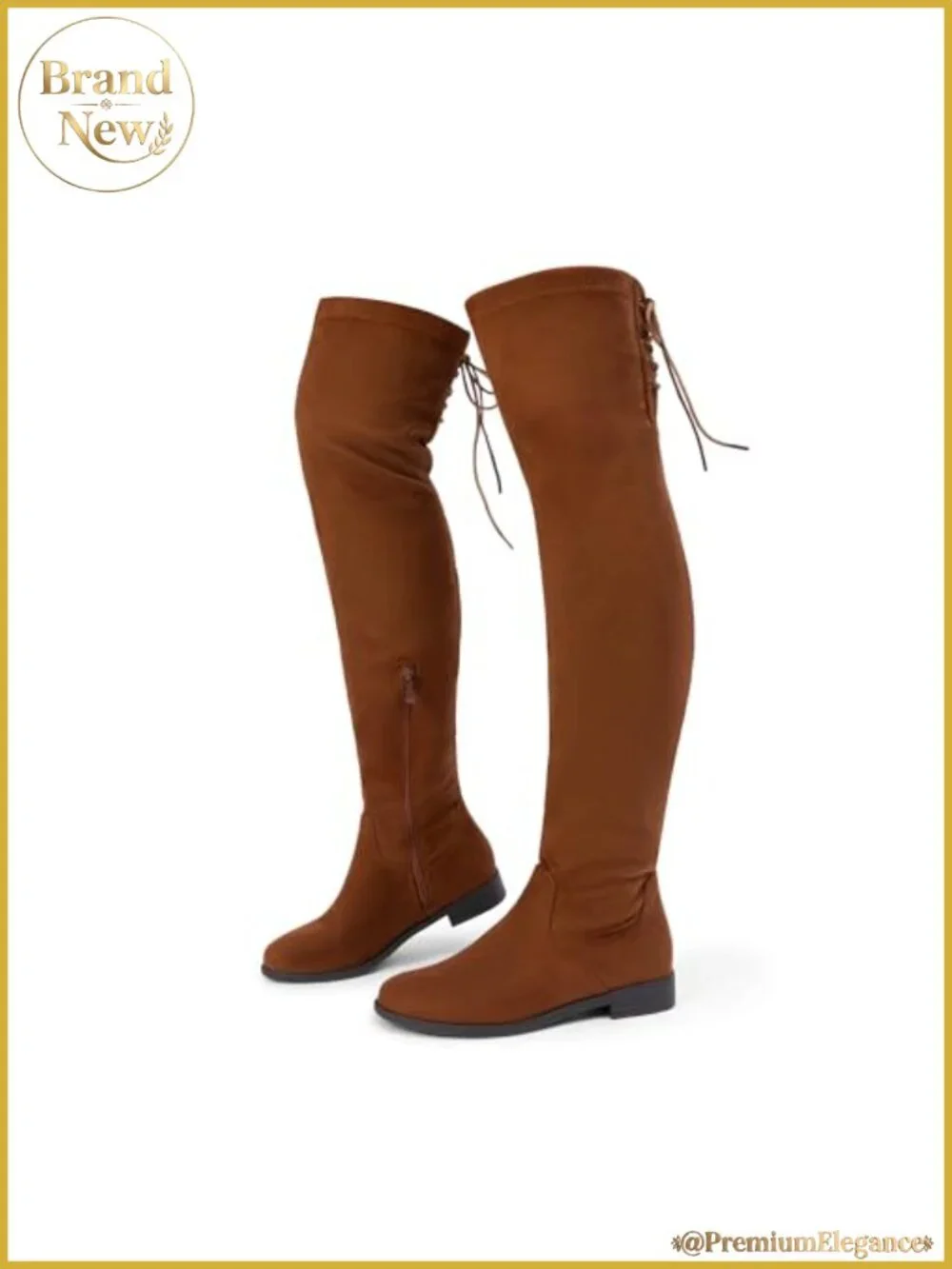 Women's Over the Knee Suede Riding Boots Half Zip Backstrap Lace